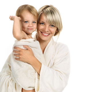 Mother and child In towels
